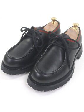 Gucci Leather Web Stripe Tyrolean Shoes Deck Black 7 Handbag